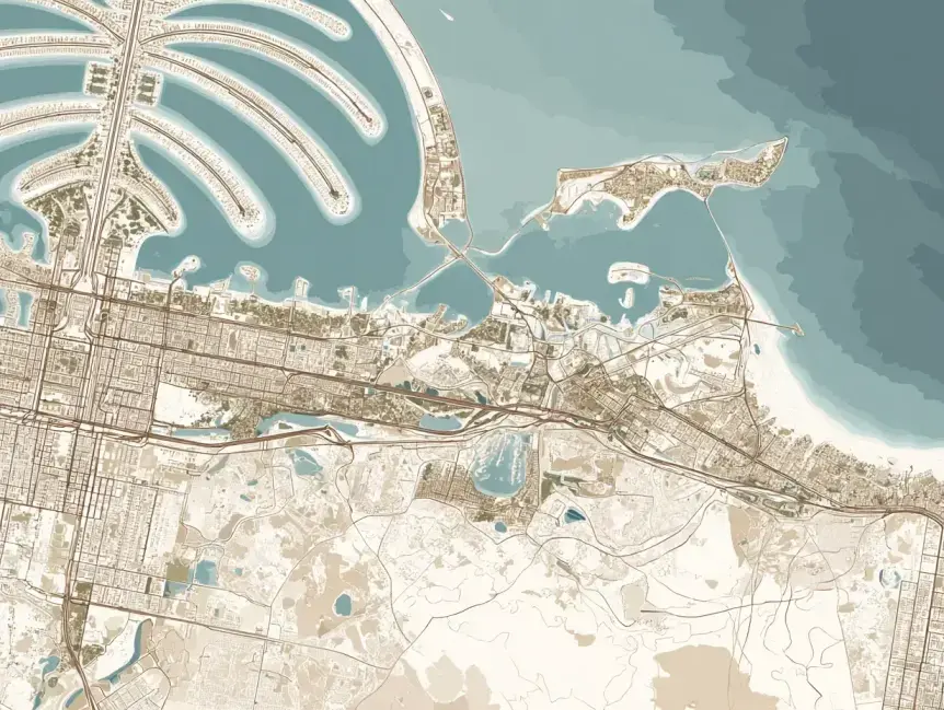 Map of Dubai in infographic style